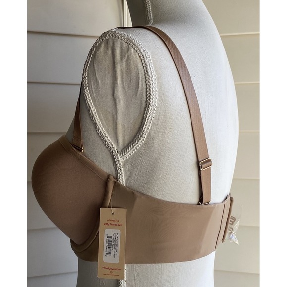 ThirdLove 24/7 Classic Strapless Bra Warm Taupe Nude 36D Convertible NWT T-shirt - Picture 2 of 8